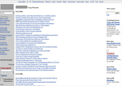 Screenshot: Heise Newsticker Alt